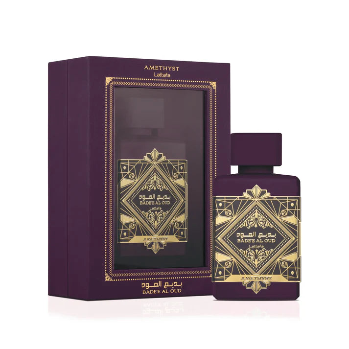Bade’e Al Oud Amethyst perfume with packaging by Ard Al Zaafaran – Maison Tanan