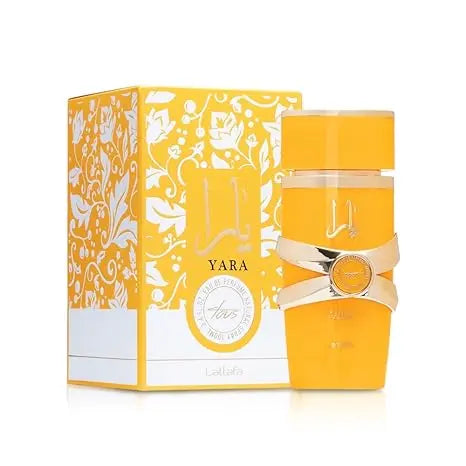 Yara Tous Eau de Parfum 100ml bottle packaging by Lattafa – Maison Tanan